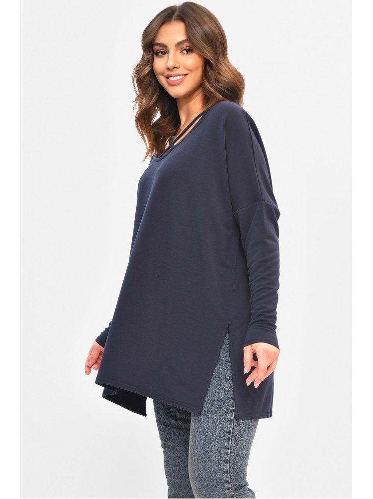 Кофта жіноча однотонна напівбатальна темно-синього кольору 208123C