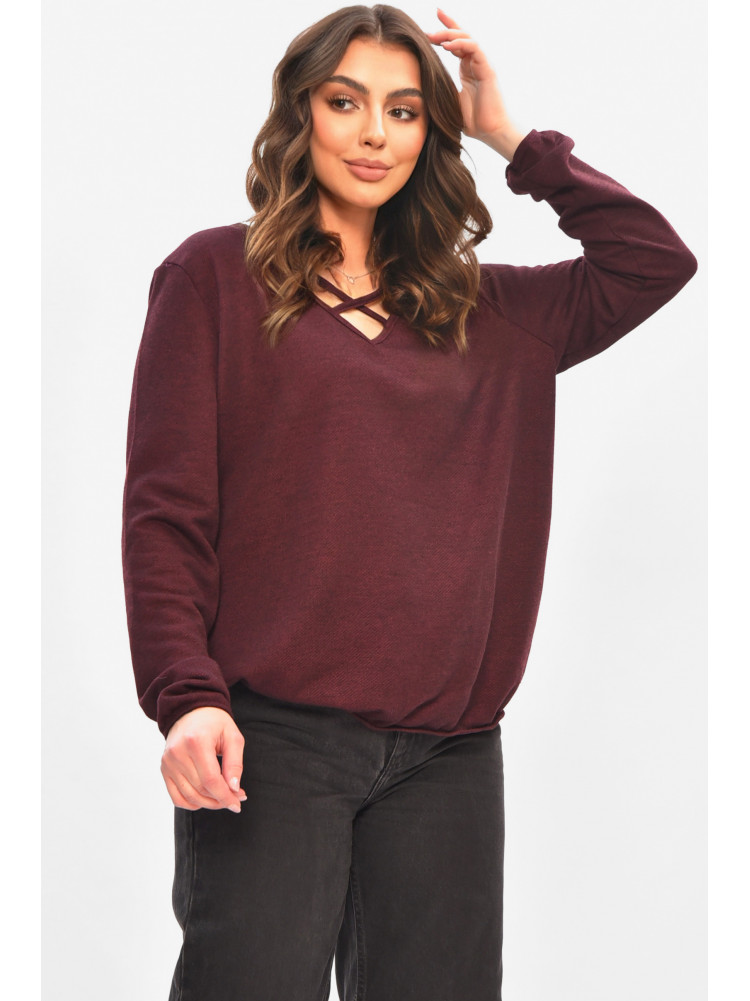 Кофта жіноча однотонна напівбатальна бордового кольору 208125C