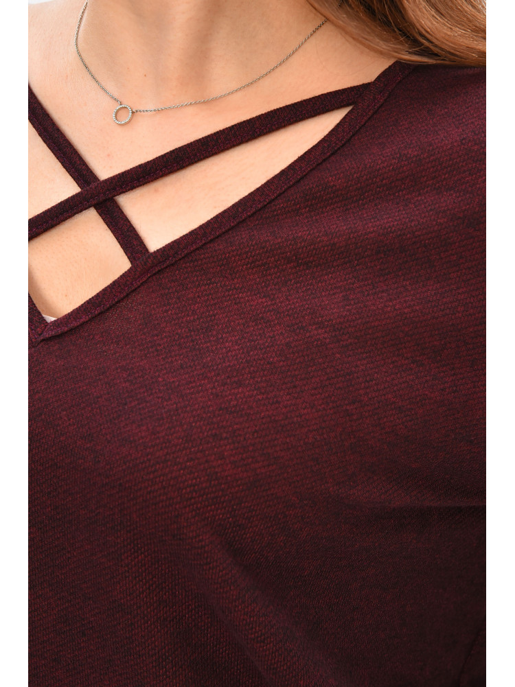 Кофта жіноча однотонна напівбатальна бордового кольору 208125C