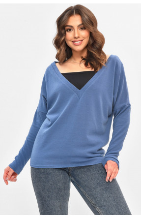 Кофта жіноча однотонна синього кольору 208126C Кофта жіноча однотонна синього кольору 208126C