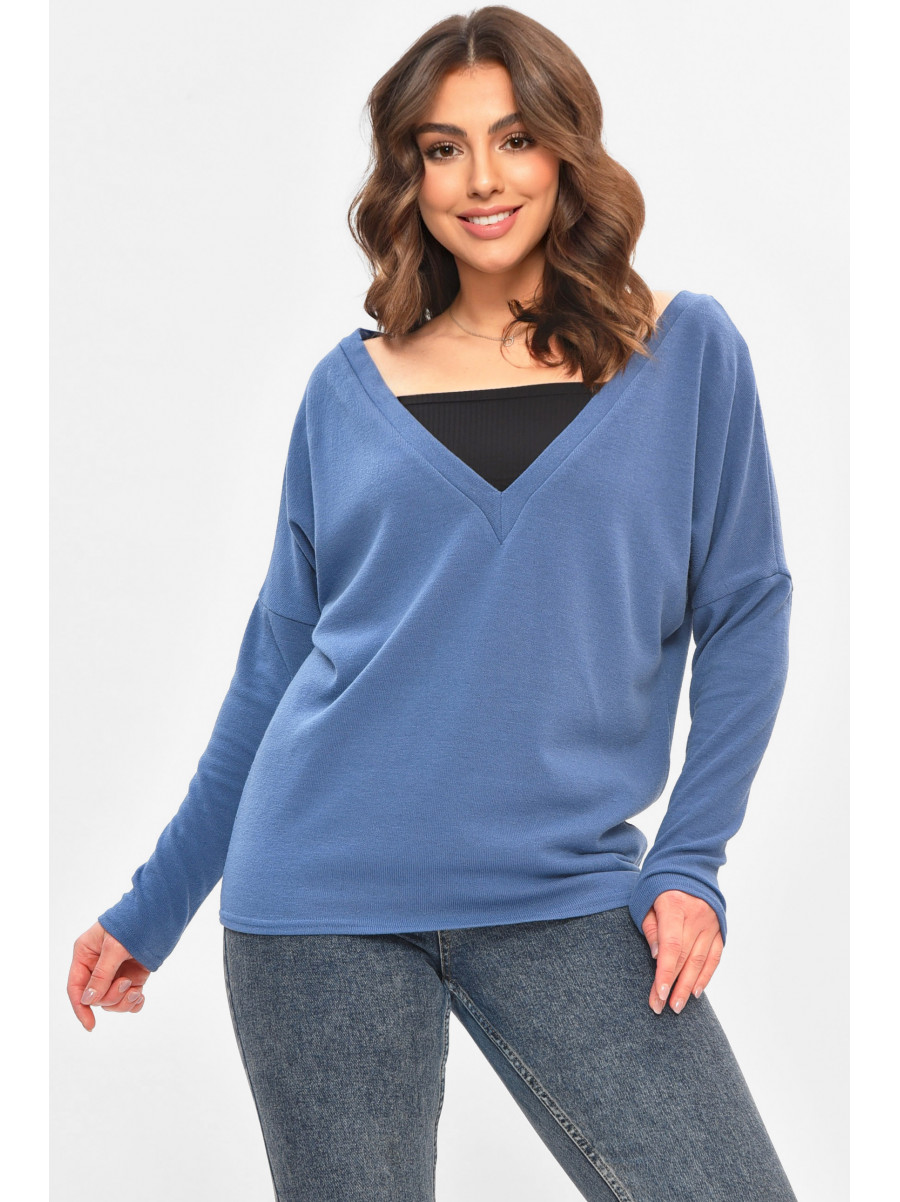 Кофта жіноча однотонна синього кольору 208126C
