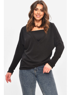 Кофта жіноча однотонна чорного кольору 208127C