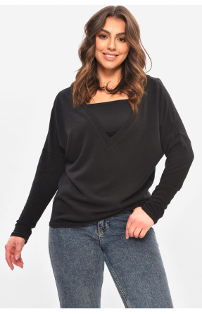 Кофта жіноча однотонна чорного кольору 208127C Кофта жіноча однотонна чорного кольору 208127C