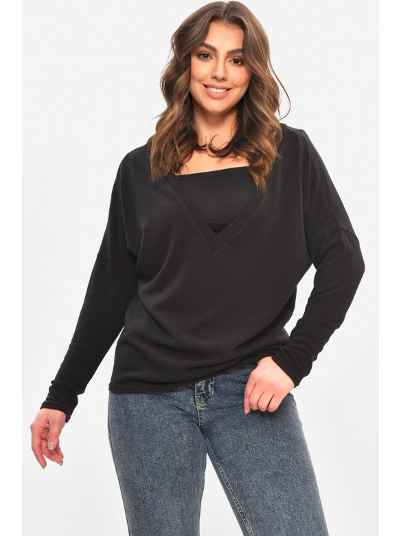 Кофта жіноча однотонна чорного кольору 208127C