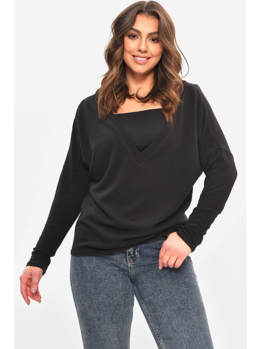 Кофта жіноча однотонна чорного кольору 208127C