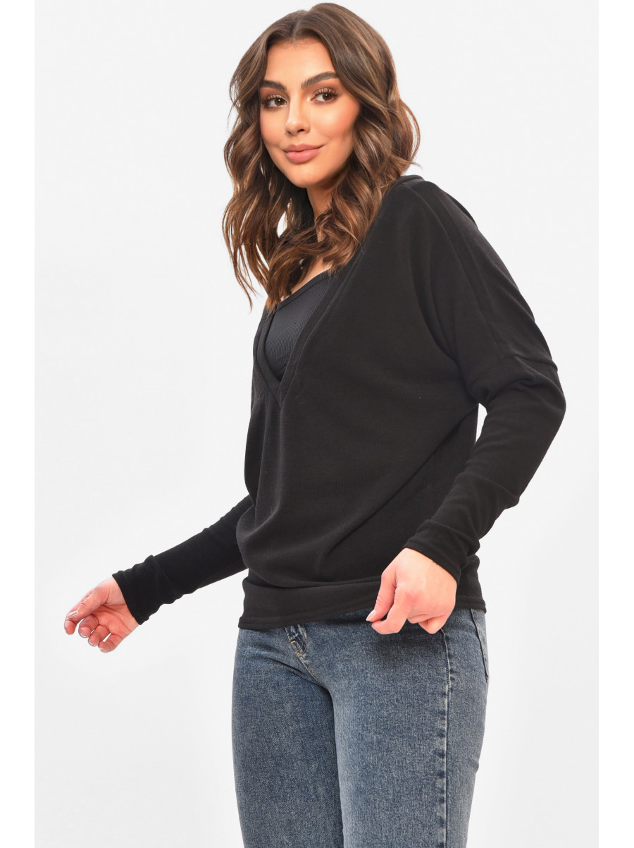 Кофта жіноча однотонна чорного кольору 208127C