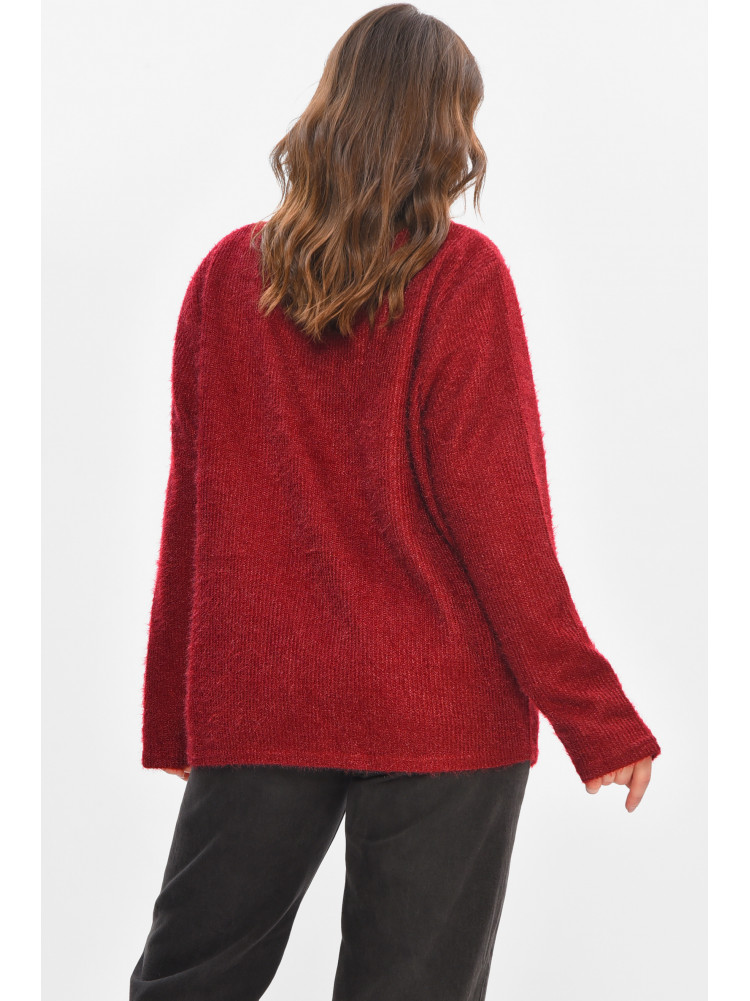 Кофта жіноча однотонна напівбатальна бордового кольору 208128C