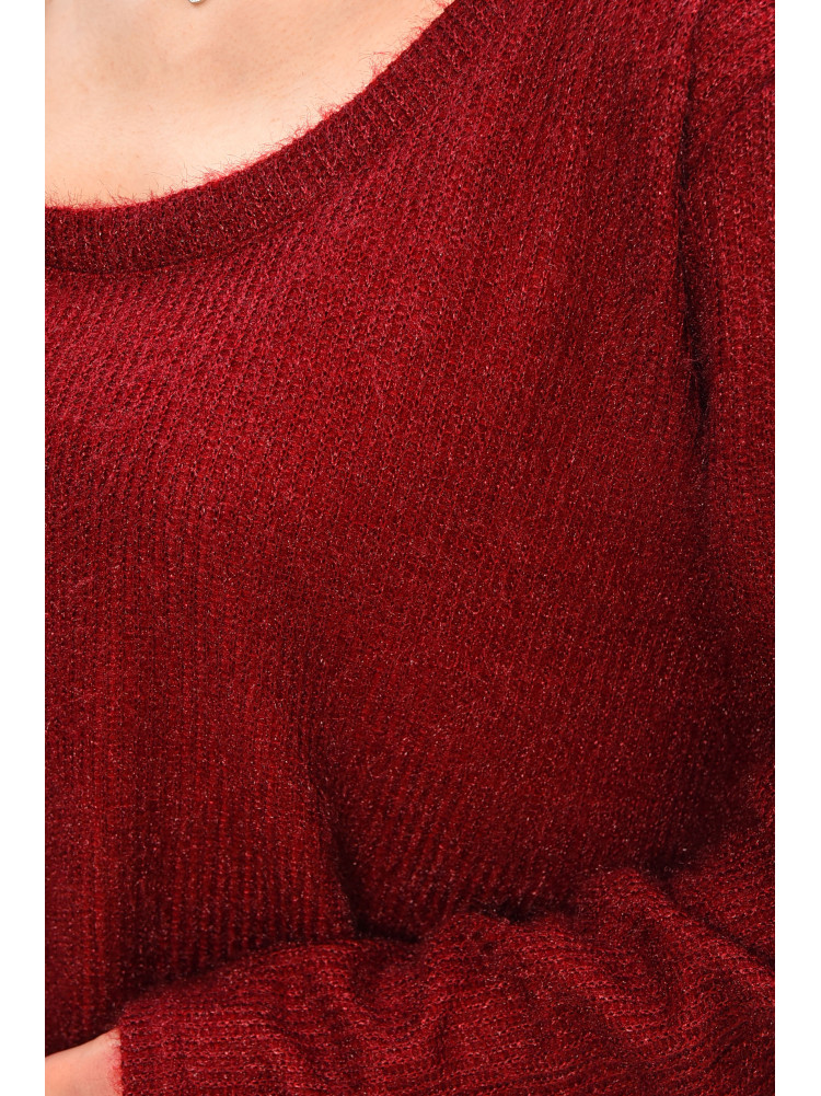 Кофта жіноча однотонна напівбатальна бордового кольору 208128C