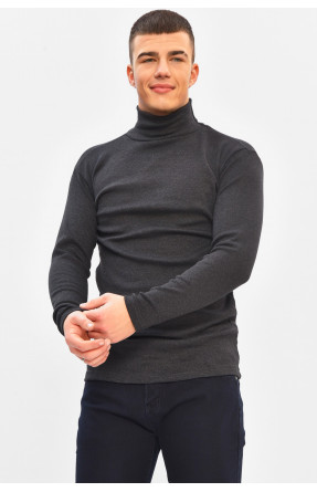 Гольф мужской однотонный на флисе тёмно-серого цвета 208132C
