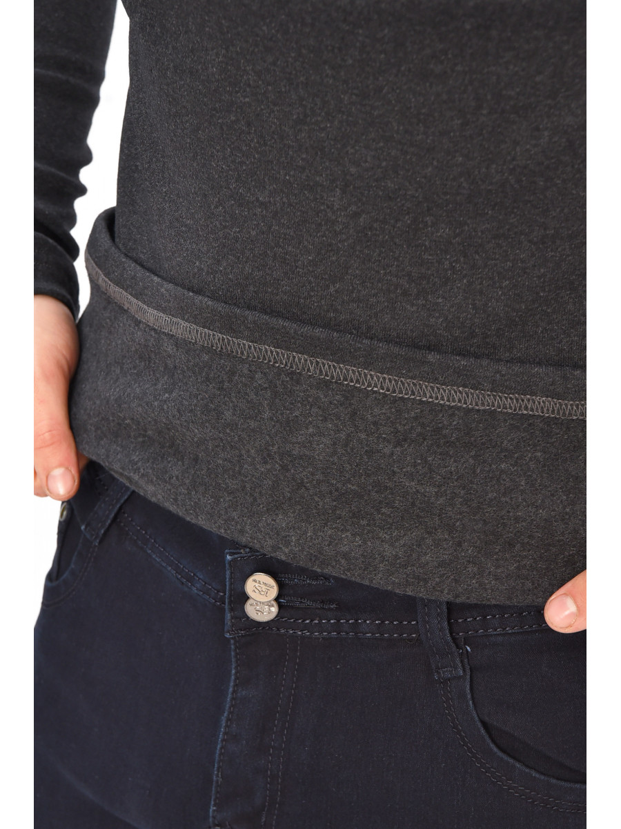 Гольф мужской однотонный на флисе тёмно-серого цвета 208132C