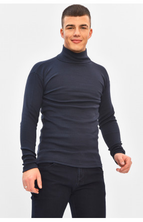 Гольф мужской однотонный на флисе тёмно-синего цвета 208133C