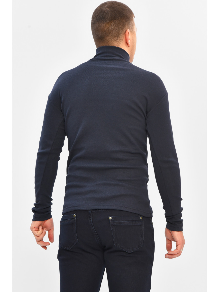 Гольф мужской однотонный на флисе тёмно-синего цвета 208133C