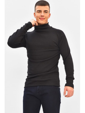 Гольф чоловічий однотонний на флісі чорного кольору 1851 208135C