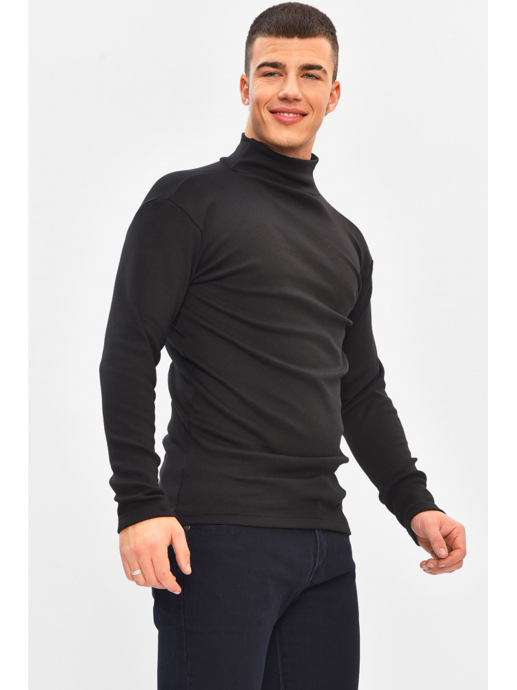 Гольф мужской однотонный на флисе черного цвета 1851 208135C