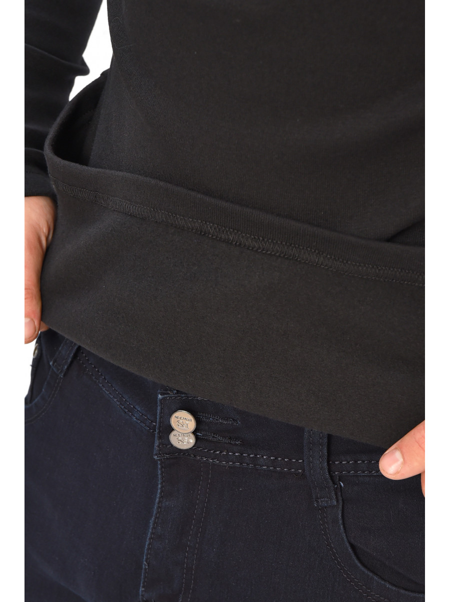 Гольф мужской однотонный на флисе черного цвета 1851 208135C