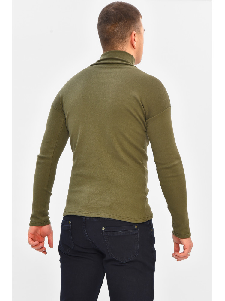 Гольф чоловічий однотонний на флісі кольору хакі 17037 208137C