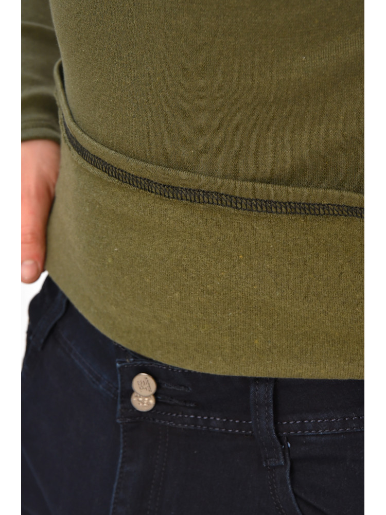 Гольф чоловічий однотонний на флісі кольору хакі 17037 208137C