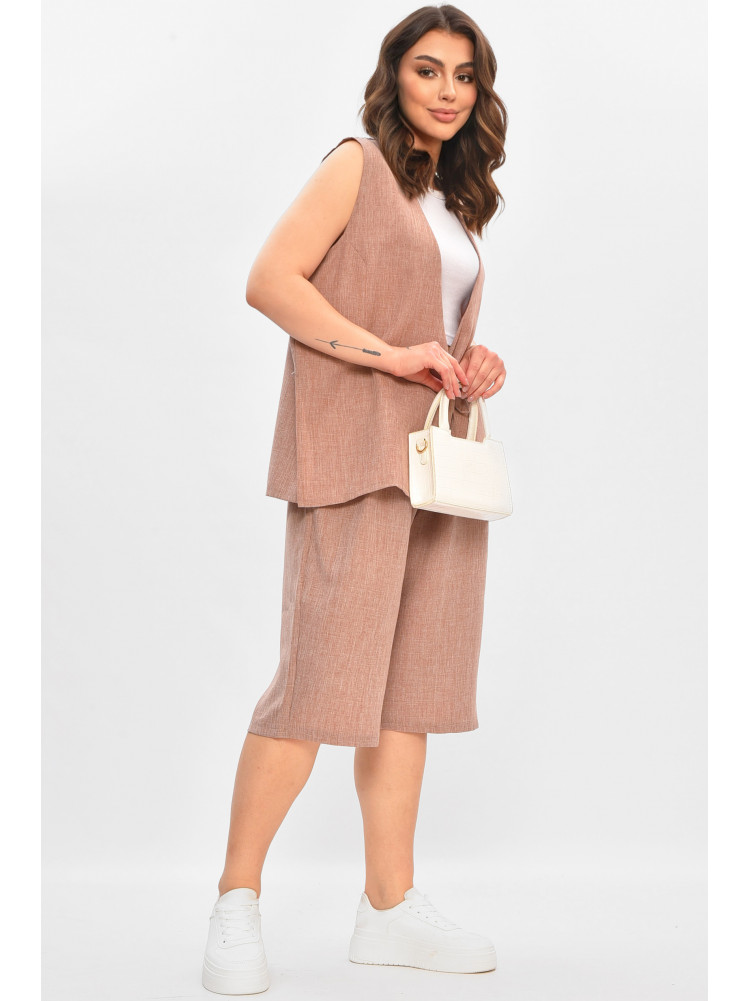 Костюм жіночий однотонний світло-коричневого кольору 49970 208144C