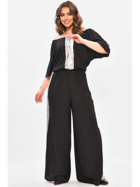 Комбінезон жіночий батальний чорного кольору з паєтками 8430 208148C Комбінезон жіночий батальний чорного кольору з паєтками 8430 208148C