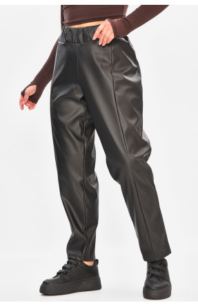 Штани жіночі однотонні еко шкіра чорного кольору 208149C Штани жіночі однотонні еко шкіра чорного кольору 208149C