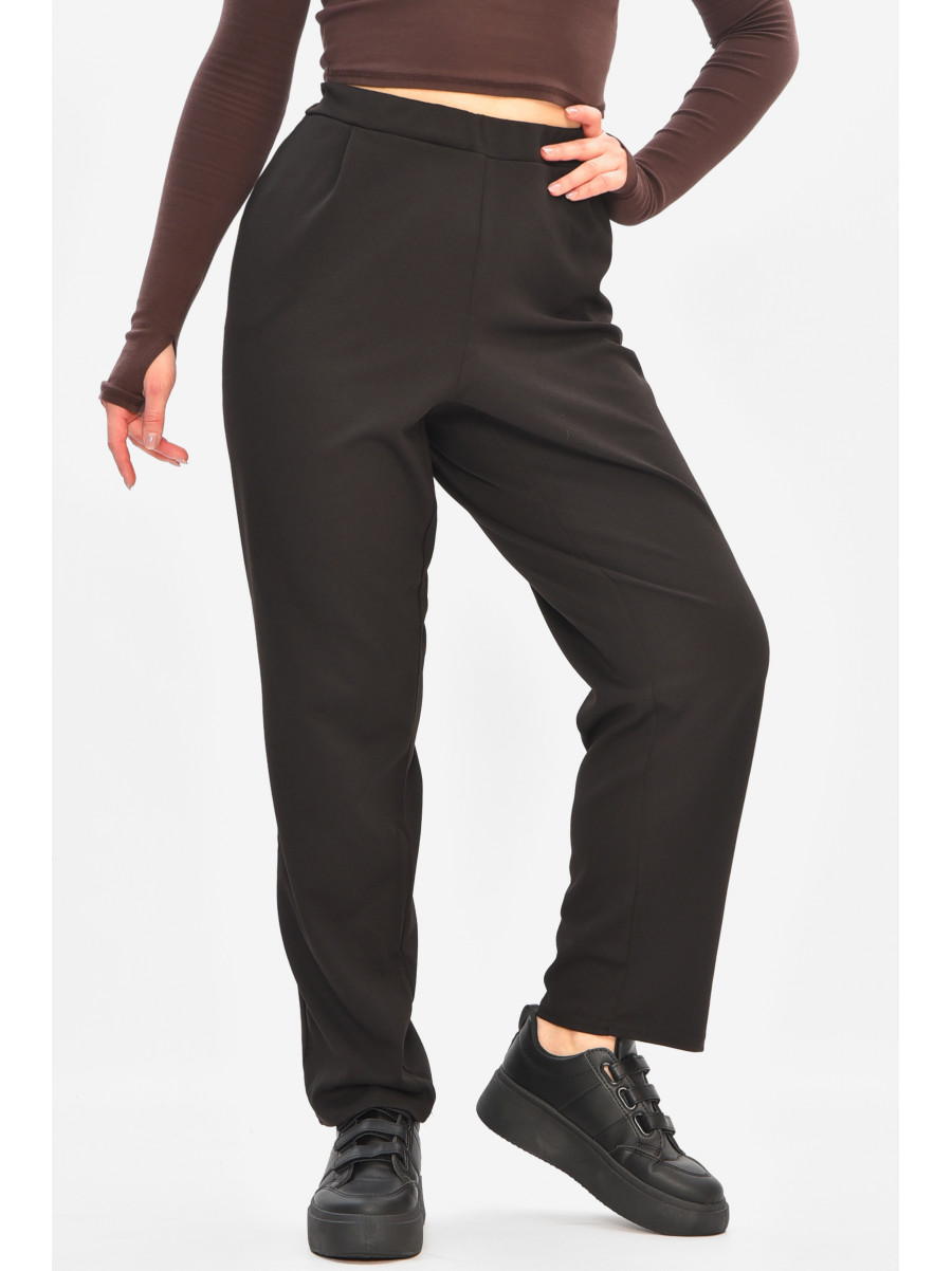 Штани жіночі однотонні напівбатальні чорного кольору 8353 208157C