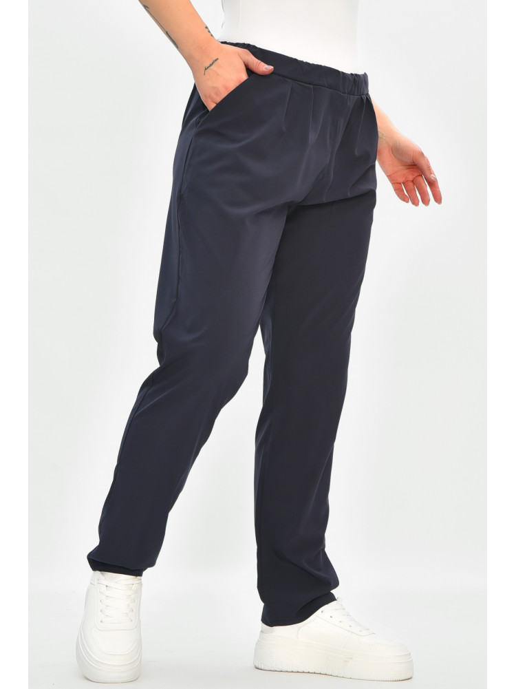 Брюки жіночі однотонні темно-синього кольору 8144 208158C