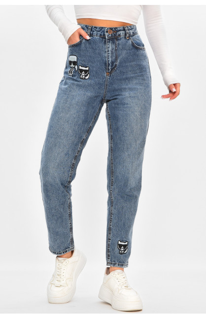 Джинси жіночі однотонні синього кольору 19-152 208161C