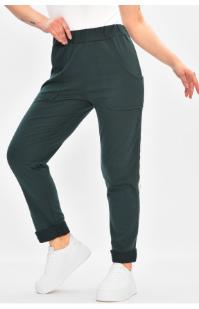 Спортивні штани жіночі однотонні темно-зеленого кольору 208163C Спортивні штани жіночі однотонні темно-зеленого кольору 208163C