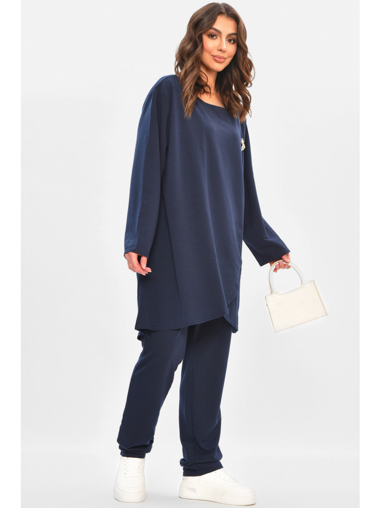 Костюм жіночий однотонний темно-синього кольору 208165C