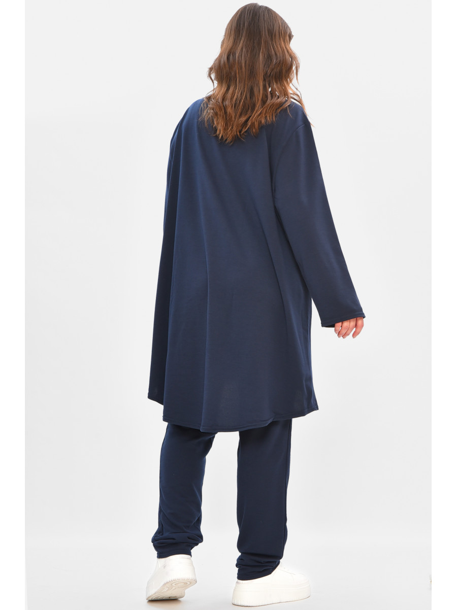 Костюм жіночий однотонний темно-синього кольору 208165C