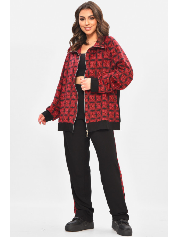 Костюм жіночий напівбатальний чорного кольору з принтом 208168C