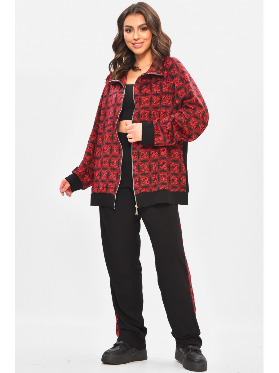 Костюм жіночий напівбатальний чорного кольору з принтом 208168C