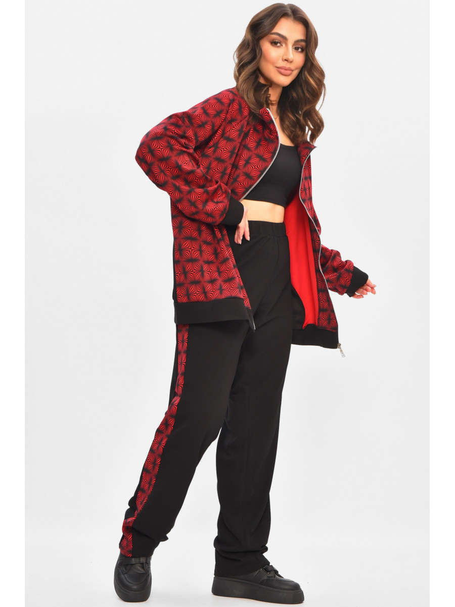 Костюм жіночий напівбатальний чорного кольору з принтом 208168C