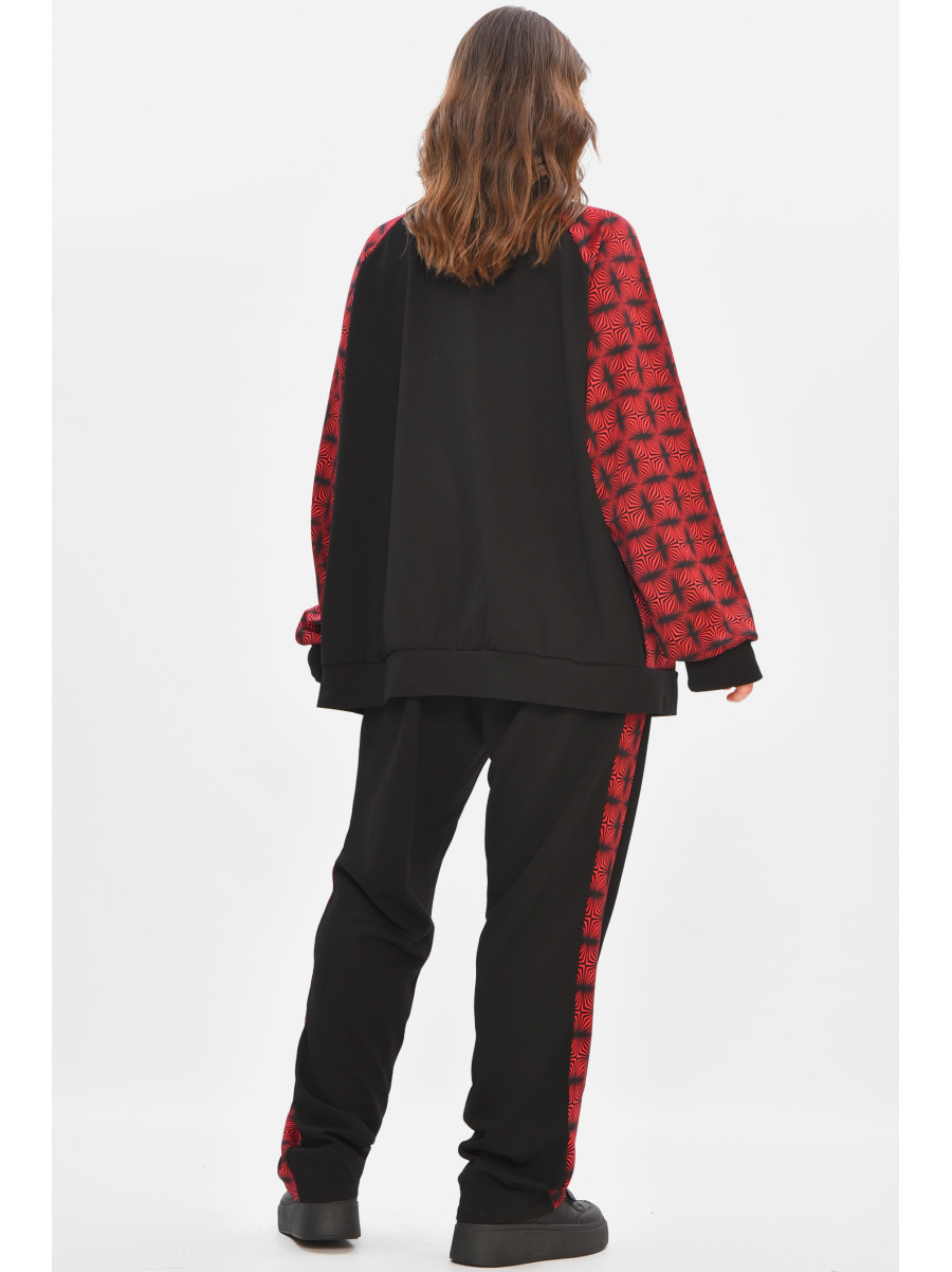 Костюм жіночий напівбатальний чорного кольору з принтом 208168C