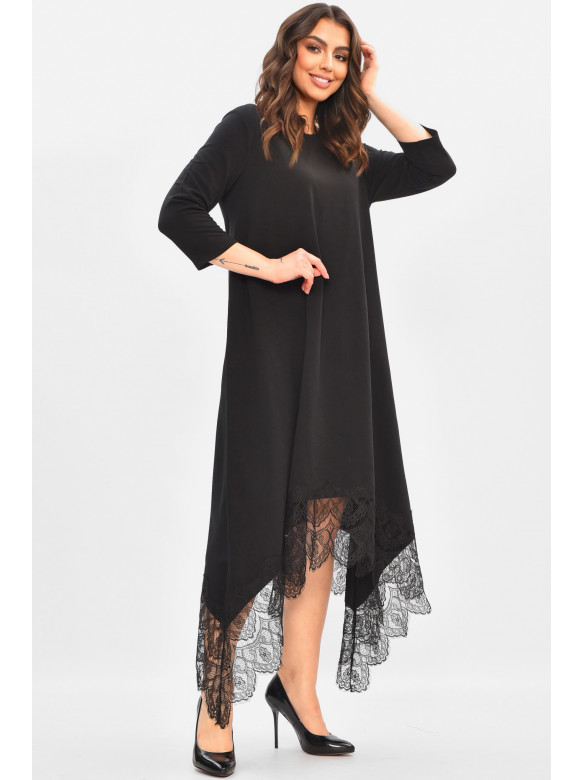 Сукня жіноча однотонна чорного кольору 8206 208175C