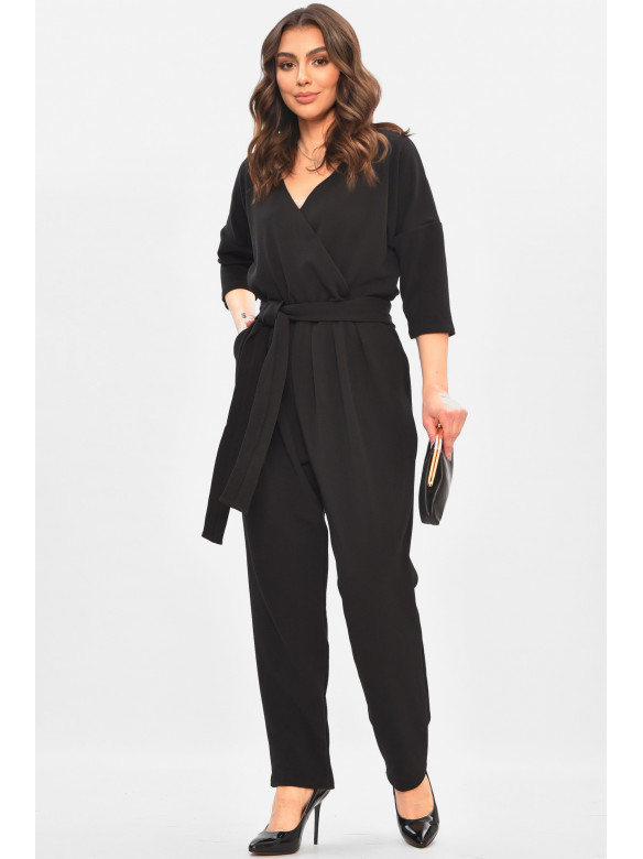 Комбінезон жіночий однотонний чорного кольору 8451 208176C