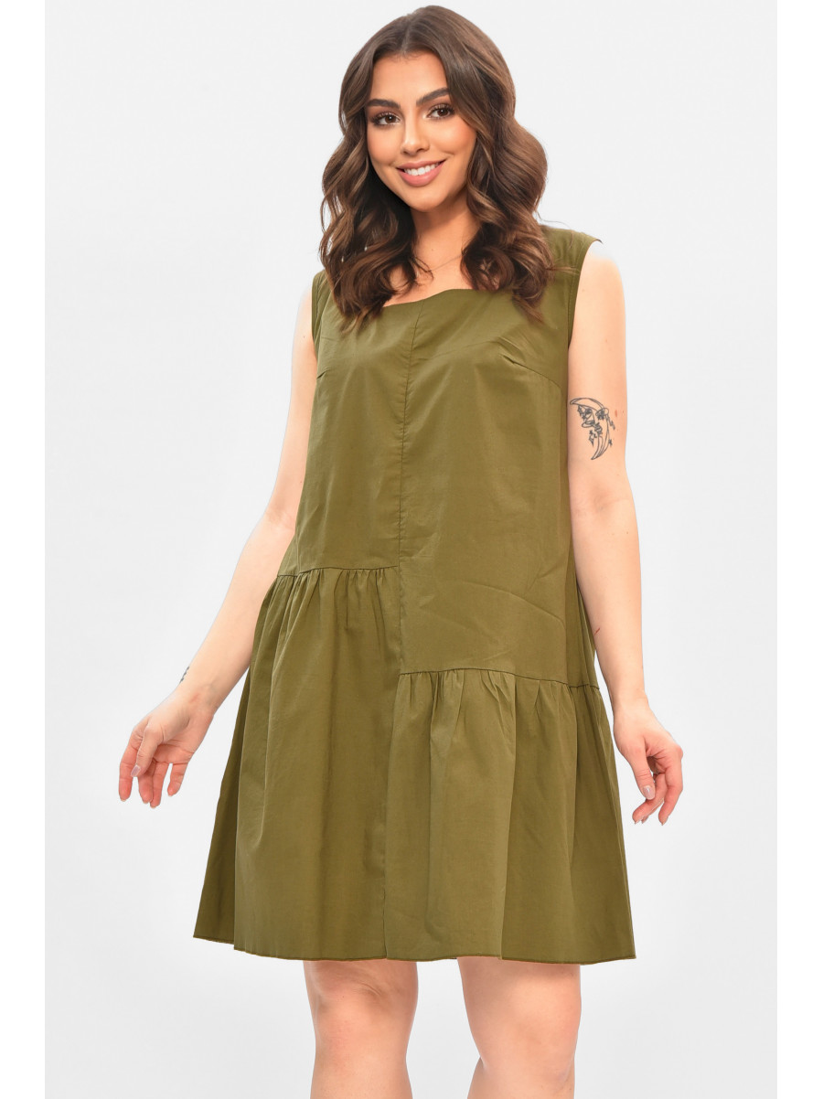 Сарафан жіночий однотонний зеленого кольору 7055 208178C