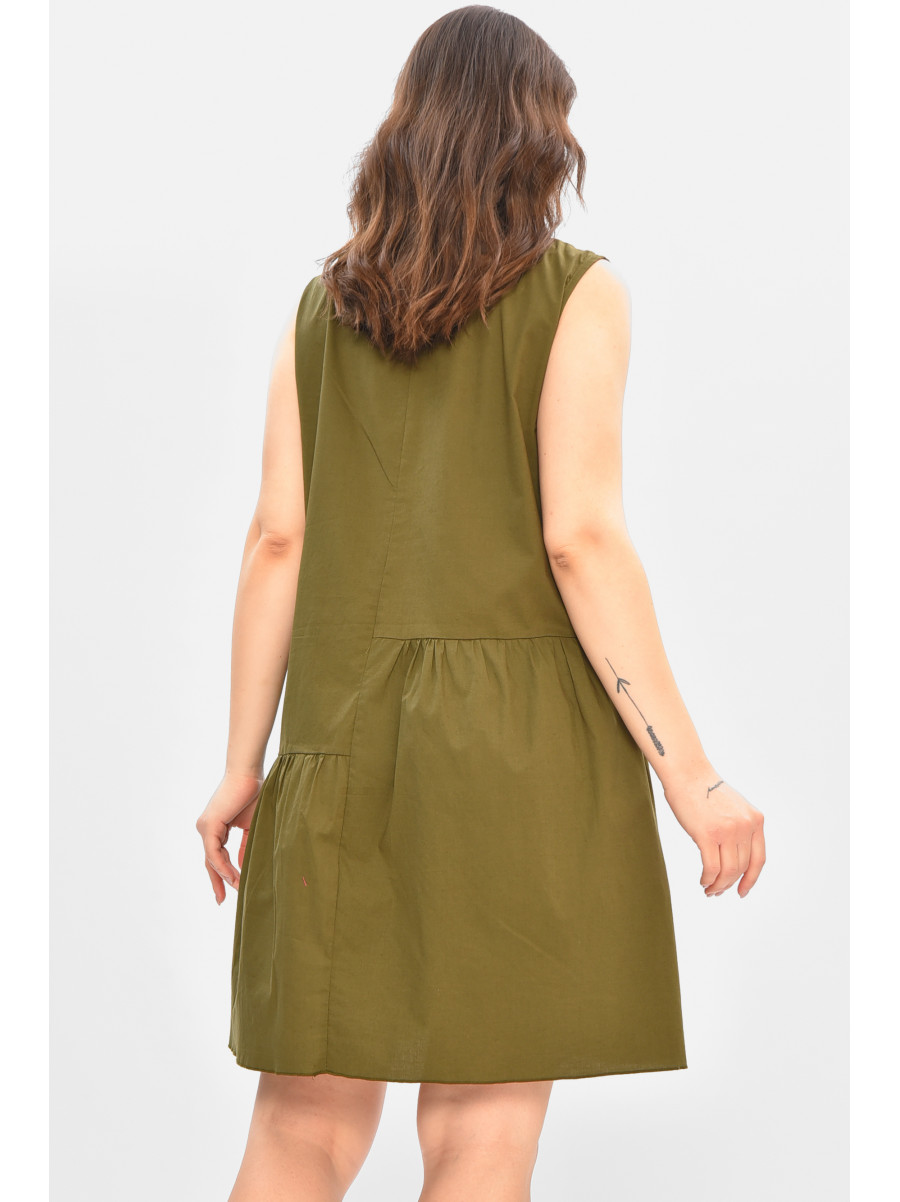 Сарафан жіночий однотонний зеленого кольору 7055 208178C