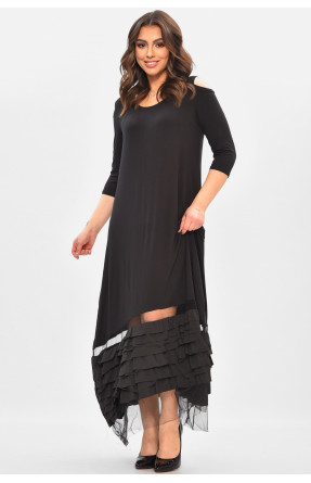 Сукня жіноча однотонна чорного кольору 8238 208180C Сукня жіноча однотонна чорного кольору 8238 208180C
