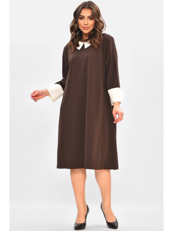 Сукня жіноча однотонна темно-коричневого кольору 8104 208181C