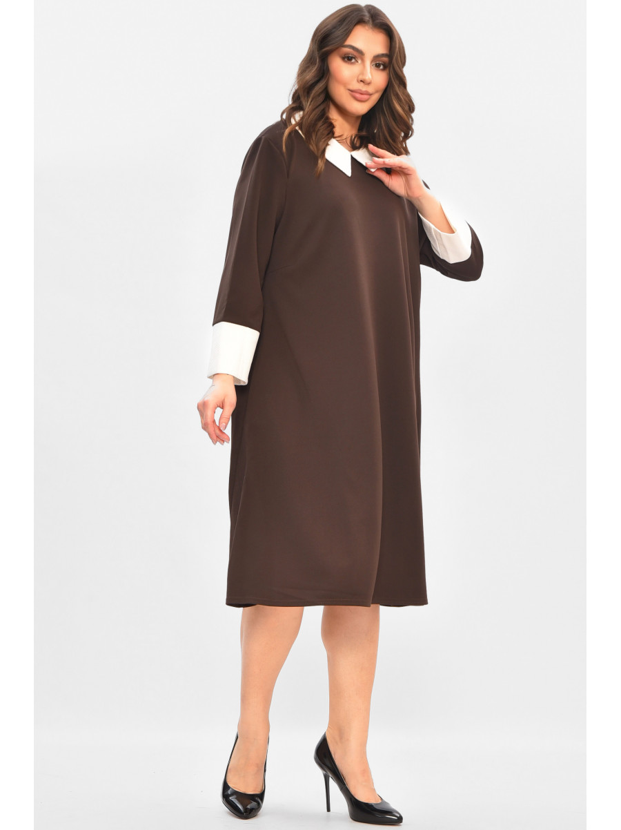 Сукня жіноча однотонна темно-коричневого кольору 8104 208181C