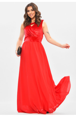 Сукня жіноча однотонна напівбатальна червоного кольору 8338 208182C Сукня жіноча однотонна напівбатальна червоного кольору 8338 208182C