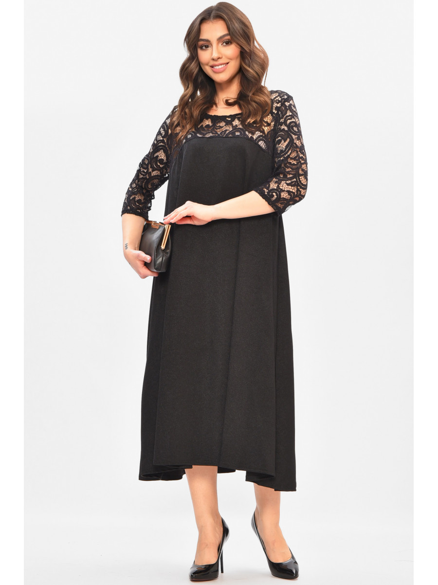 Сукня жіноча однотонна напівбатальна чорного кольору 8290 208183C