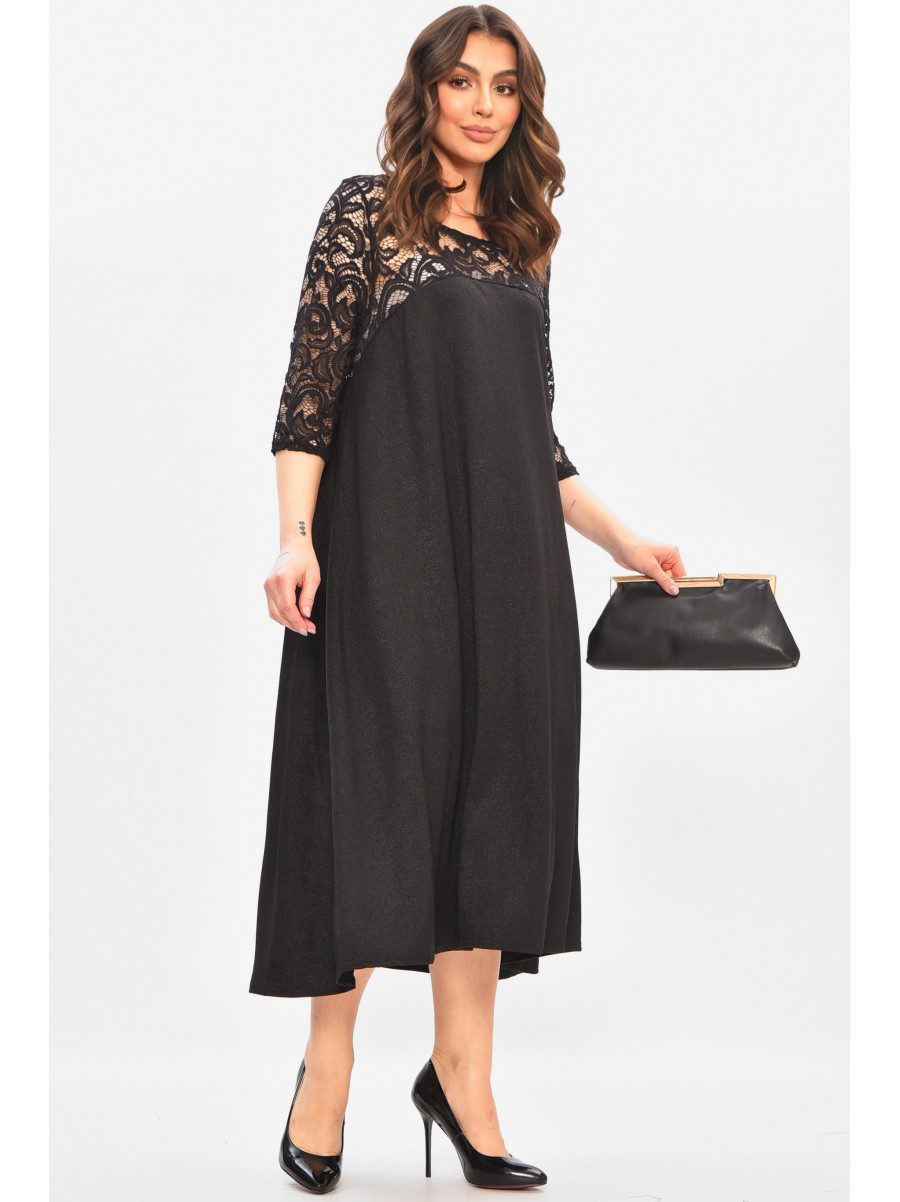 Сукня жіноча однотонна напівбатальна чорного кольору 8290 208183C