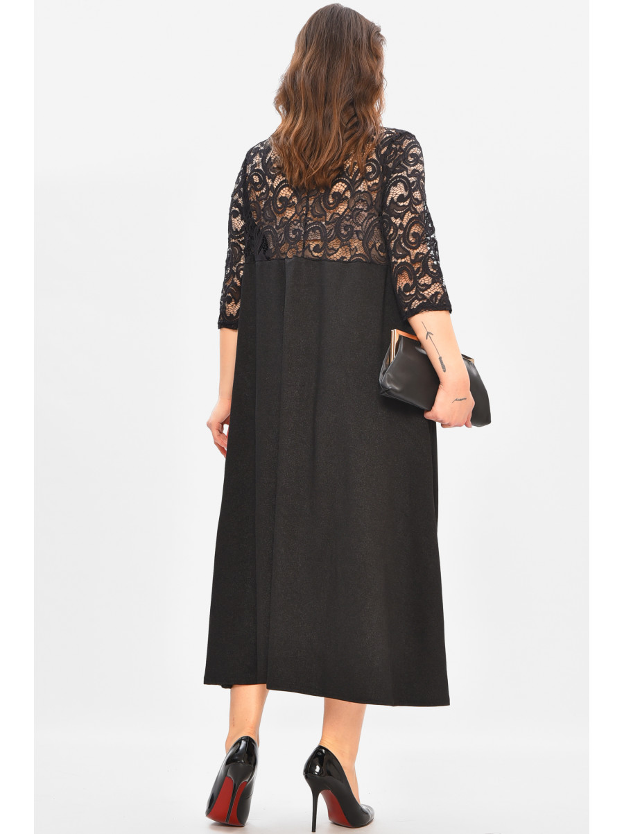 Сукня жіноча однотонна напівбатальна чорного кольору 8290 208183C
