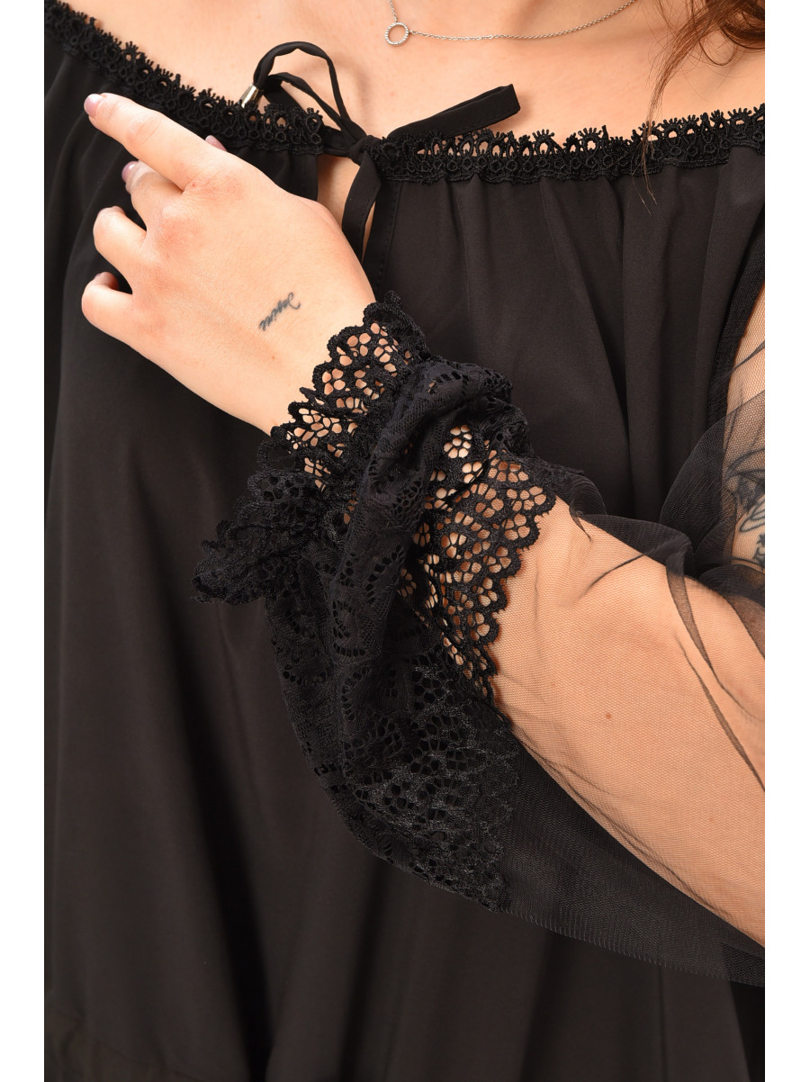 Сукня жіноча однотонна батальна чорного кольору 8242 208184C