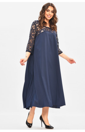 Сукня жіноча однотонна напівбатальна темно-синього кольору 8192 208185C