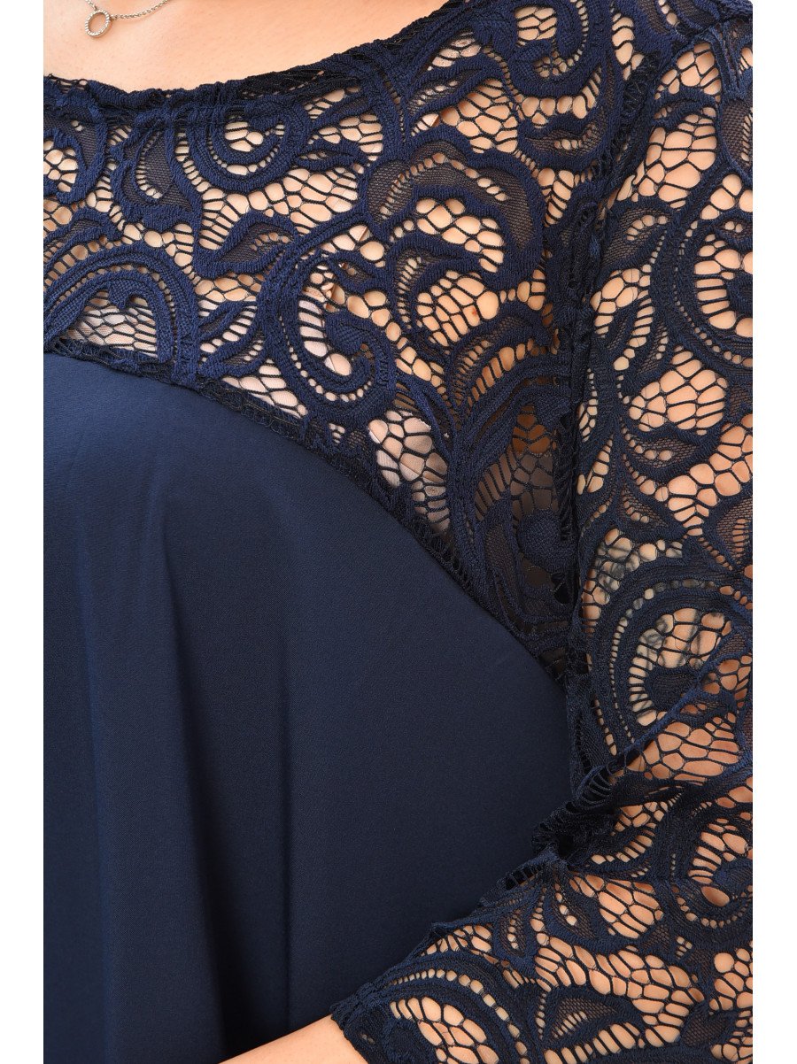 Сукня жіноча однотонна напівбатальна темно-синього кольору 8192 208185C