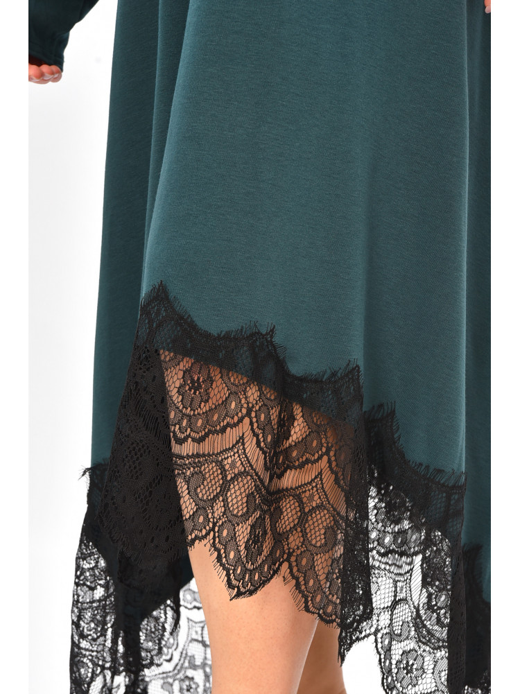 Сукня жіноча однотонна батальна темно-зеленого кольору 8292 208186C