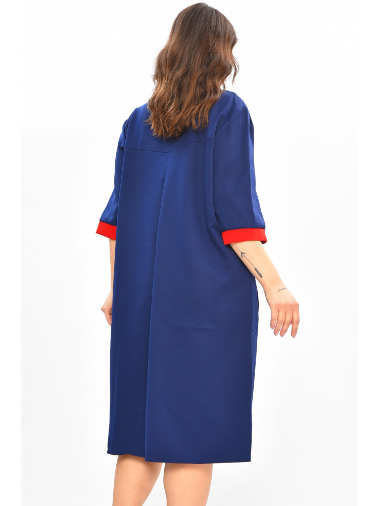 Сукня жіноча однотонна напівбатальна темно-синього кольору 8272 208187C